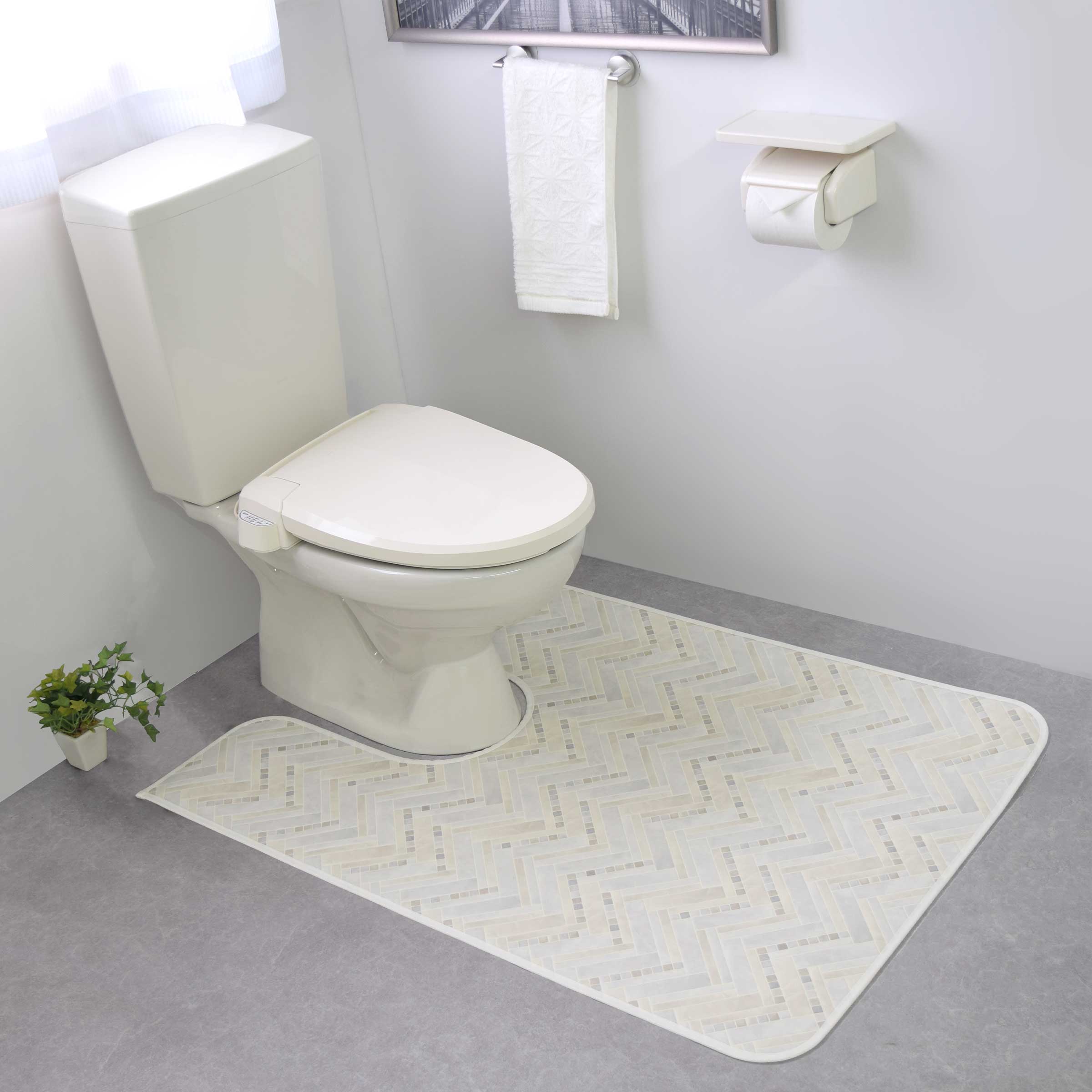 拭けるマットシリーズ「モザイクタイル」トイレマット