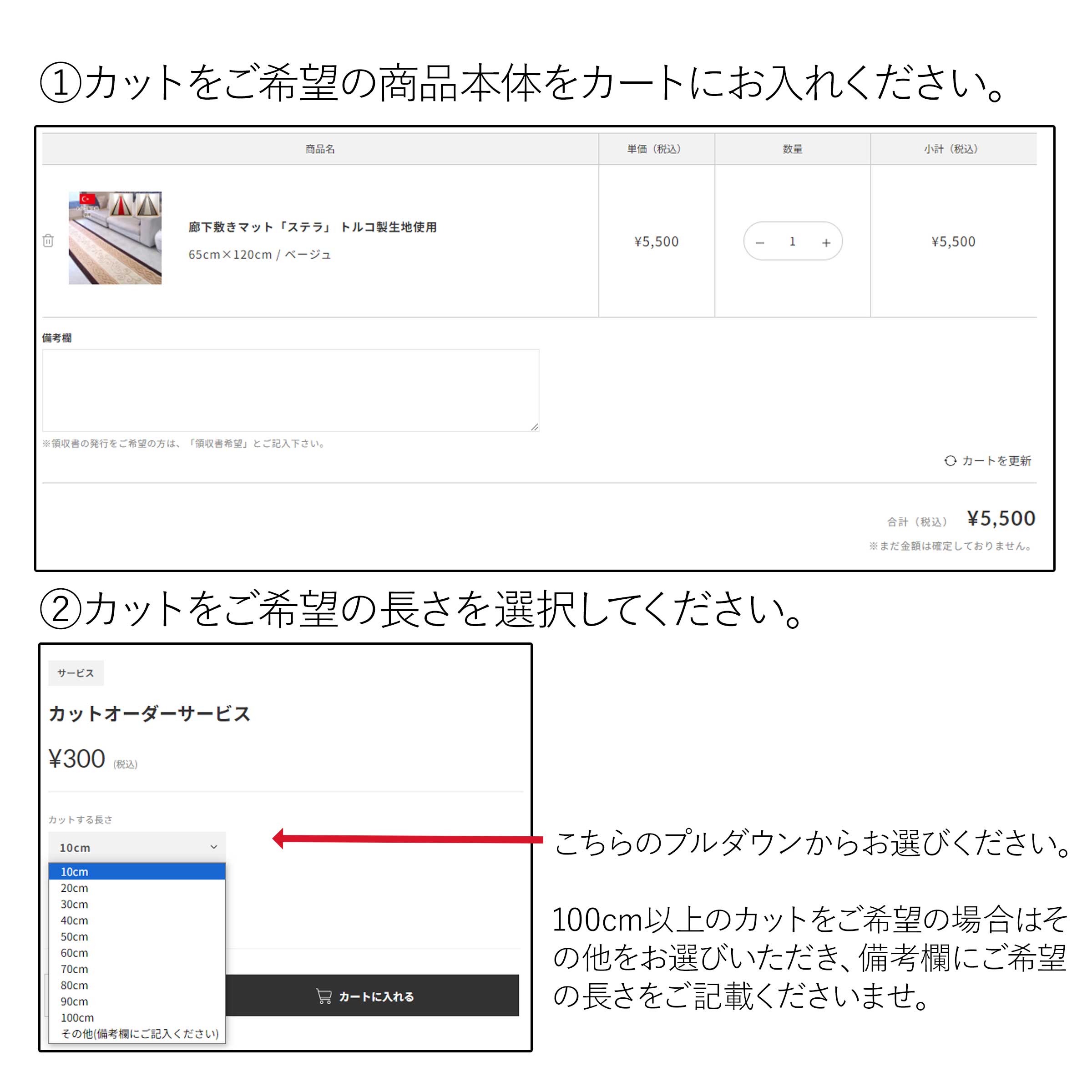 カットオーダーサービスご注文方法説明パート1